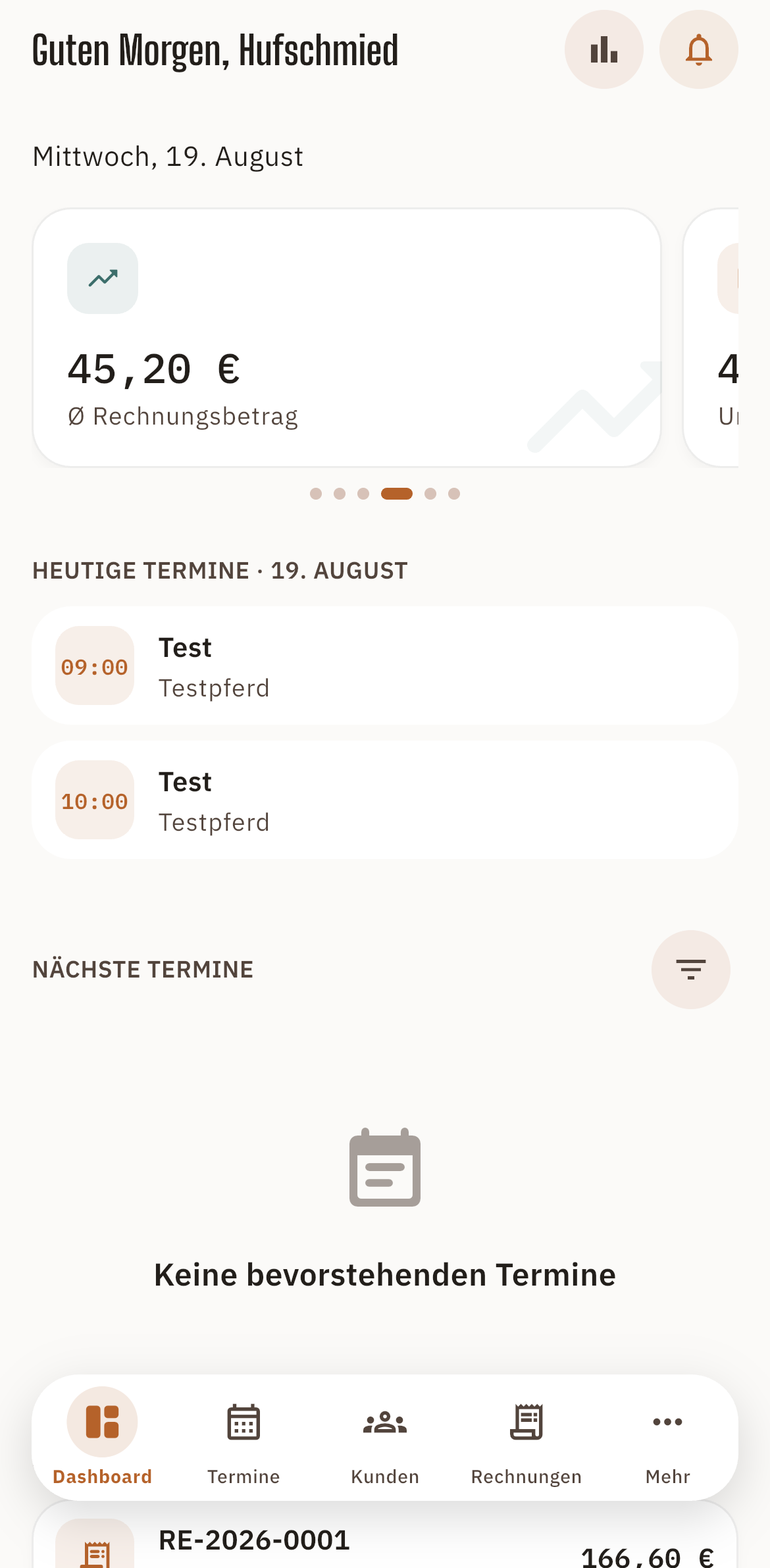 Screenshot: Kontakte in der Equidesk App