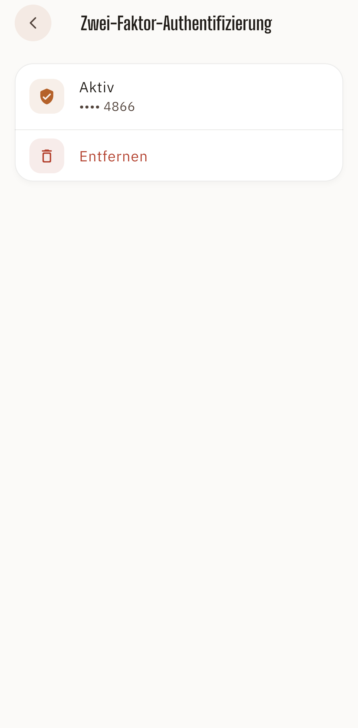 Screenshot: Sicherheit (2FA) in der Equidesk App